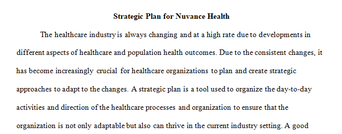 strategic plan from the perspective of a nurse executive