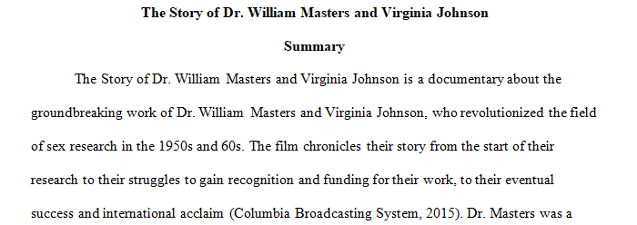 The Story of Dr. William Masters and Virginia Johnson