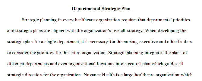 Develop a strategic plan for a department