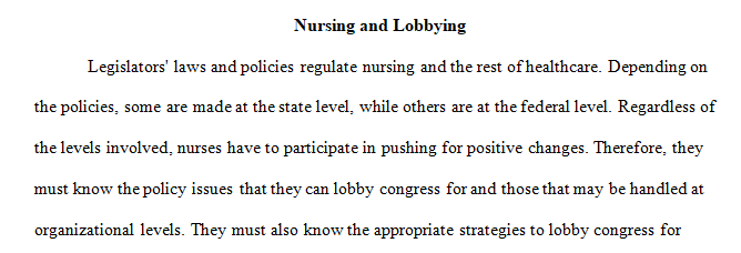 policy issues might nurses lobby Congress