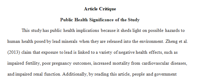 Describe the public health significance