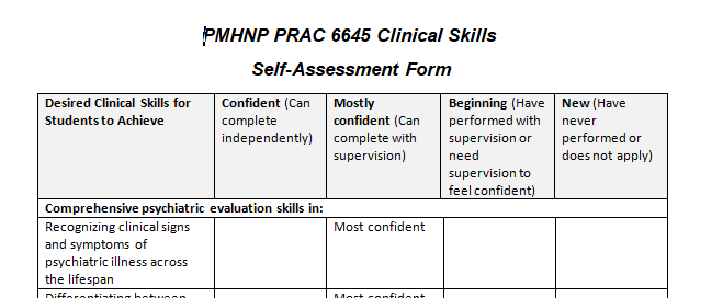 clinical skills in the PMHNP