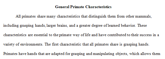 general primate characteristics