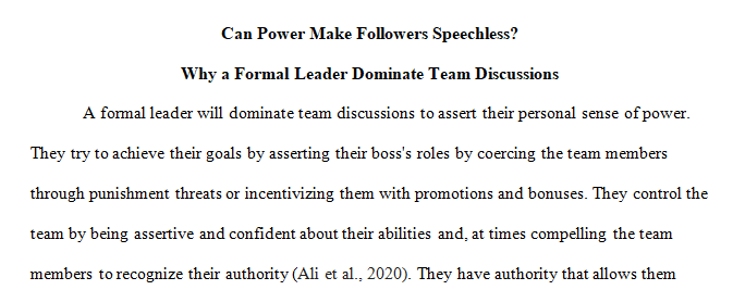 being assigned as a formal leader