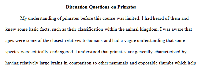 understanding of what a primate is