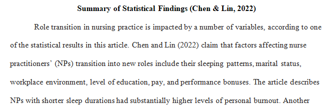 statistical findings and discuss the significant it has on nursing