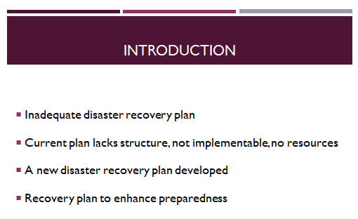 disaster recovery plan