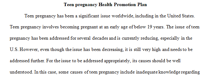 Develop a hypothetical health promotion