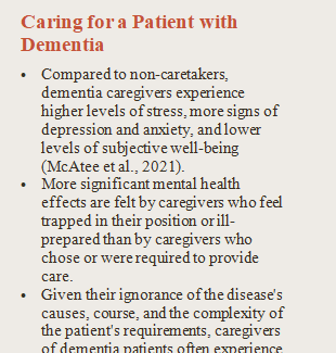 care of patients with dementia