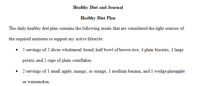 Design a healthful diet