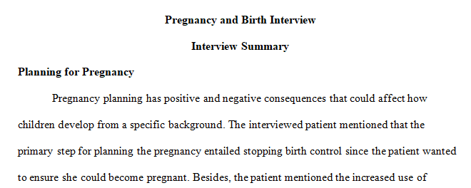 Pregnancy and Birth Interview