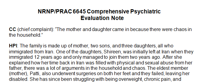 Comprehensive Psychiatric Evaluation