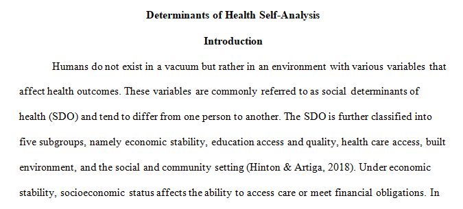 determinants of health (DOH)