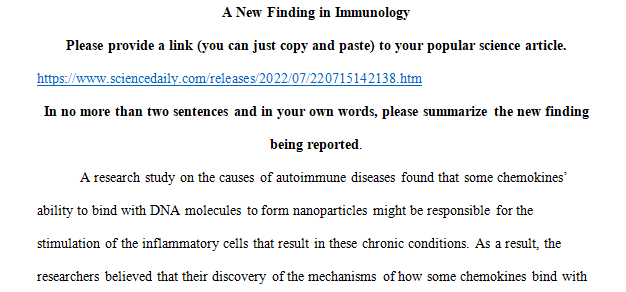 new finding in immunology