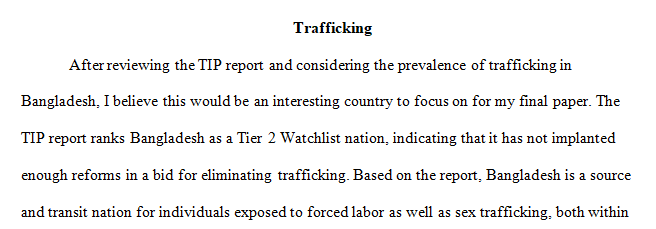 Trafficking in Persons report