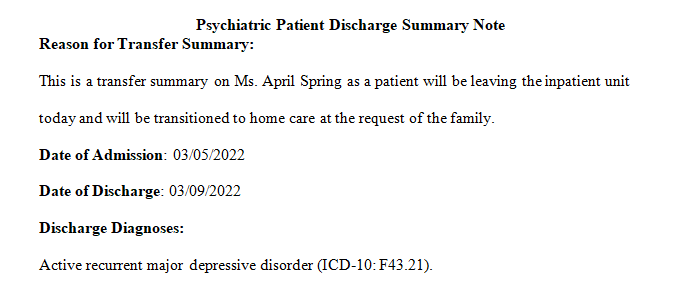 psychiatric discharge summary