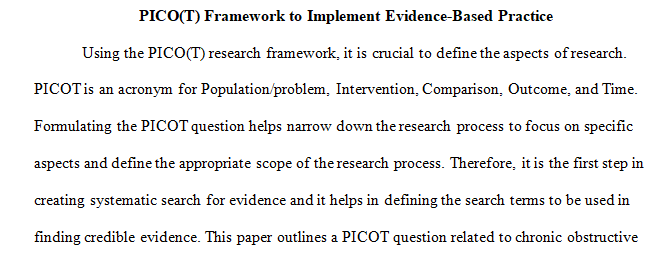 develop a PICO(T) question for a specific care