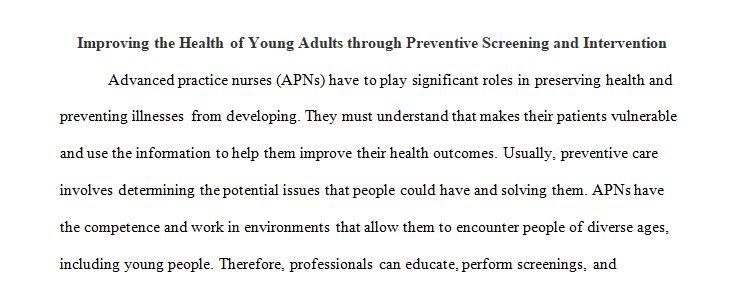 improving the health of young adults