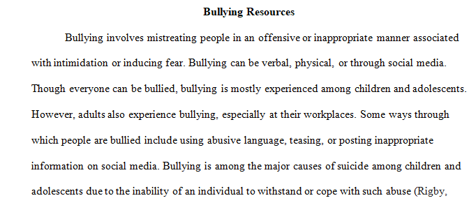 Bullying prevention