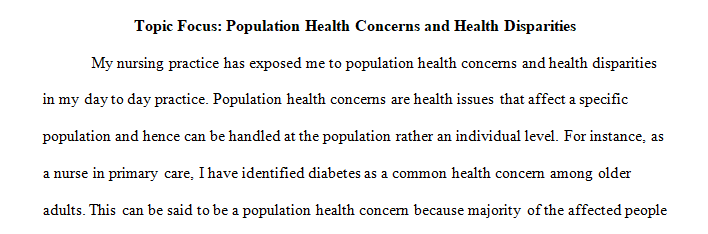 Health Concerns and Health Disparities