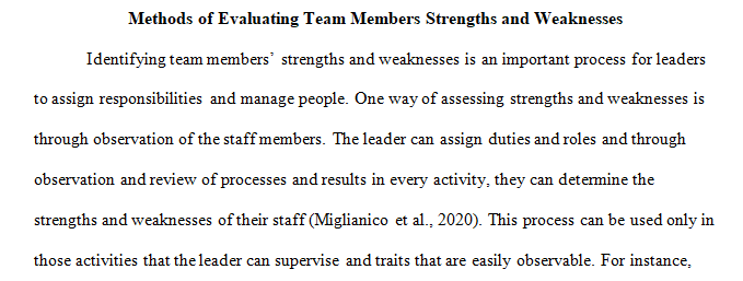 strengths and weaknesses of your staff