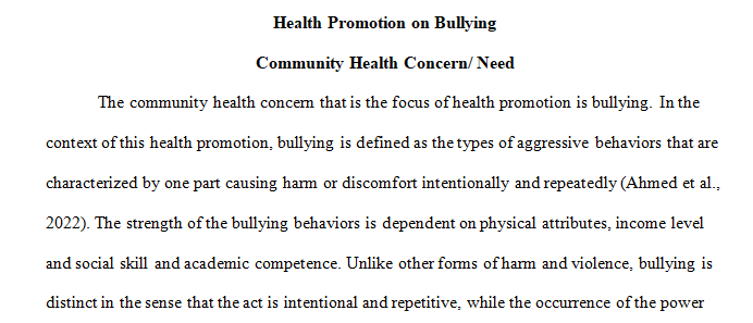 Develop a hypothetical health promotion