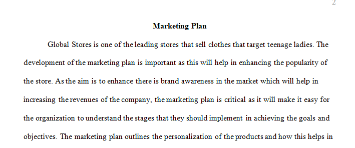 marketing plan by choosing a service