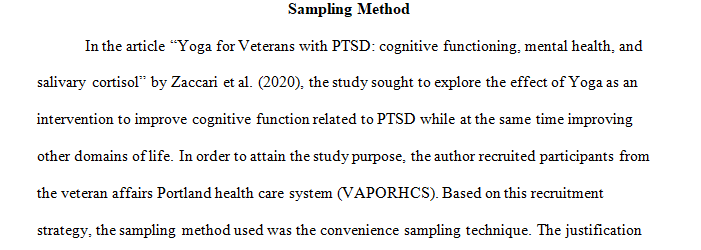 sampling method used in this study