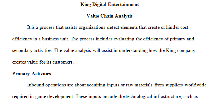 Conduct a value chain analysis