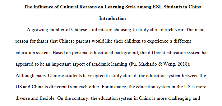 learning style among ESL students in China