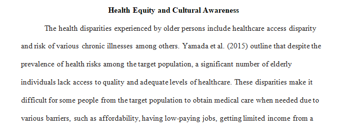 Describe the health disparities experienced