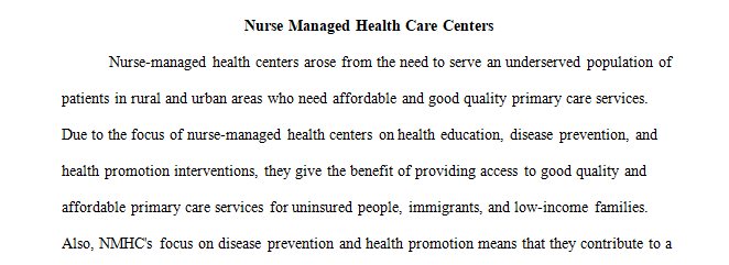 Nurse-managed health centers