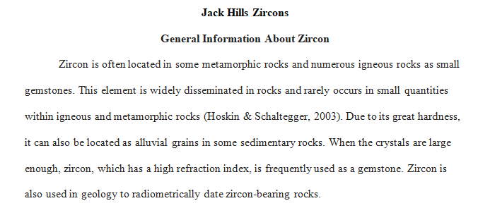 geochemical study of zircon