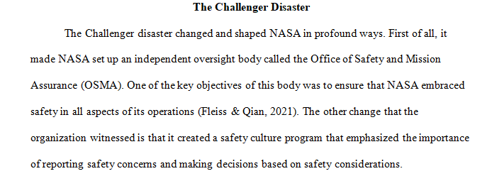 Challenger disaster change and shape NASA