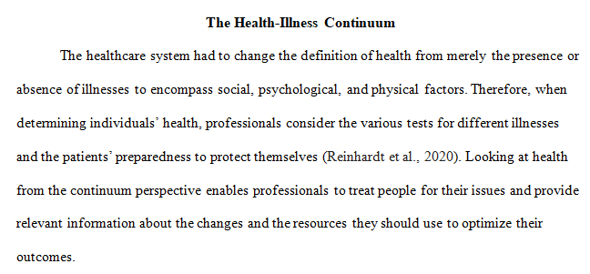 Examine the health-illness continuum