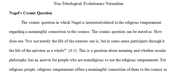 What is the cosmic question Nagel 