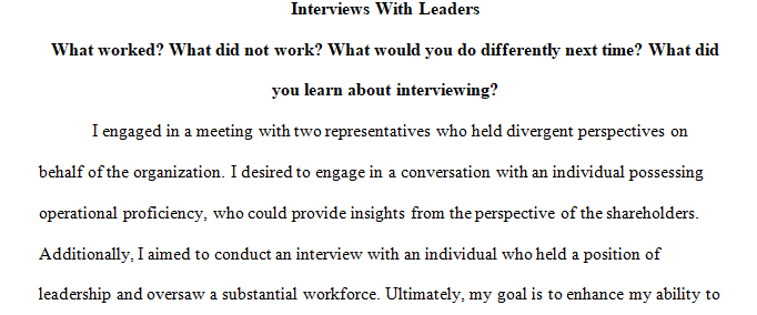 Interview two leaders