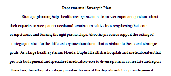 strategic plan for a department 