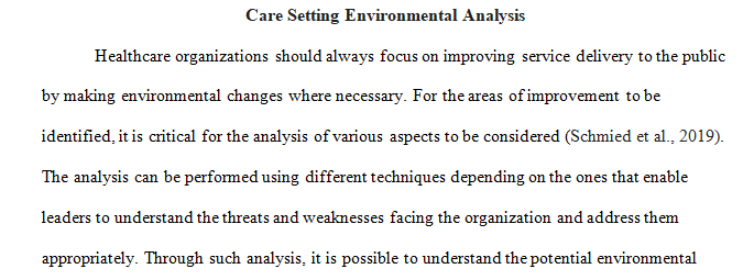 analysis of your care setting