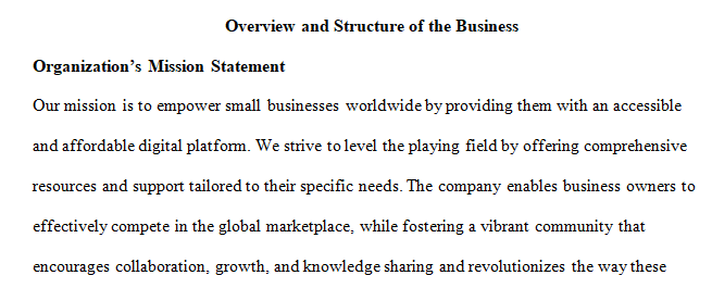 Overview and Structure of the Business