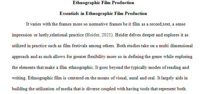 essentials in ethnographic film production