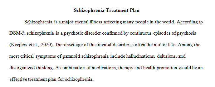 Choose a disorder and discuss a treatment plan