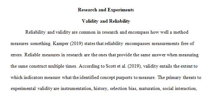 Describe and discuss validity and reliability