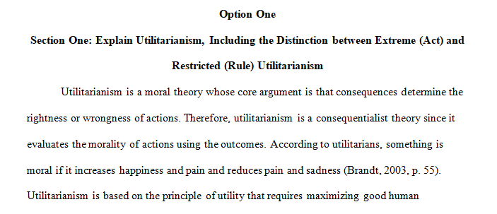 Explain utilitarianism