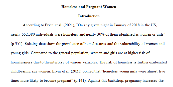 risk of being homeless due to pregnancy