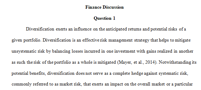 diversification of a portfolio