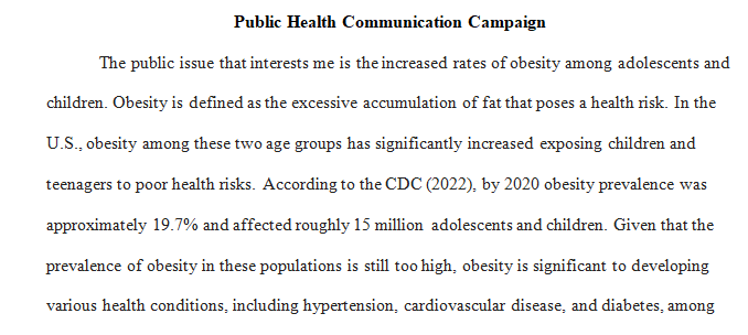 Identify the public health issue