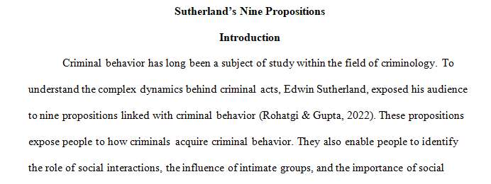 nine propositions presented by Sutherland