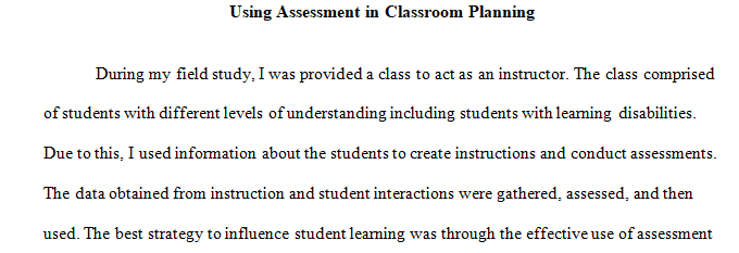 classroom activity and assessment