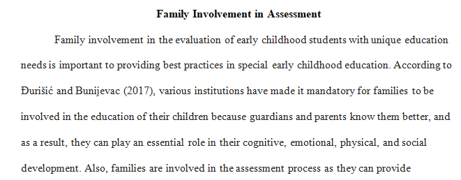 role of families in the assessment